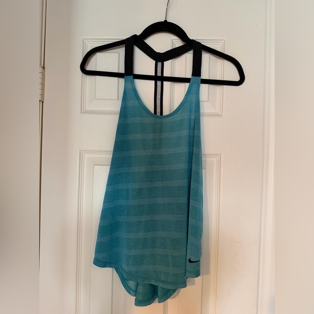 Nike Teal and Black Striped Tank Top